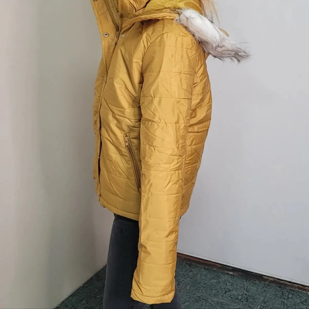 Women's mustard full zip hood jackets Size Medium/Small - Picture 2 of 8